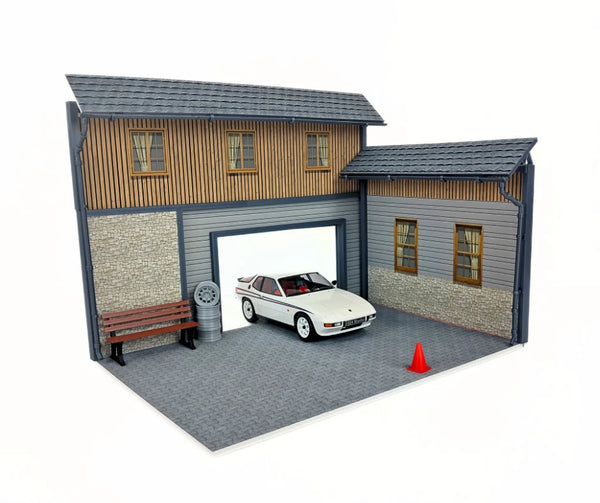 Realistic Model Car Auto Garage 1:18 Scale House Front Diorama Kit Display Scene