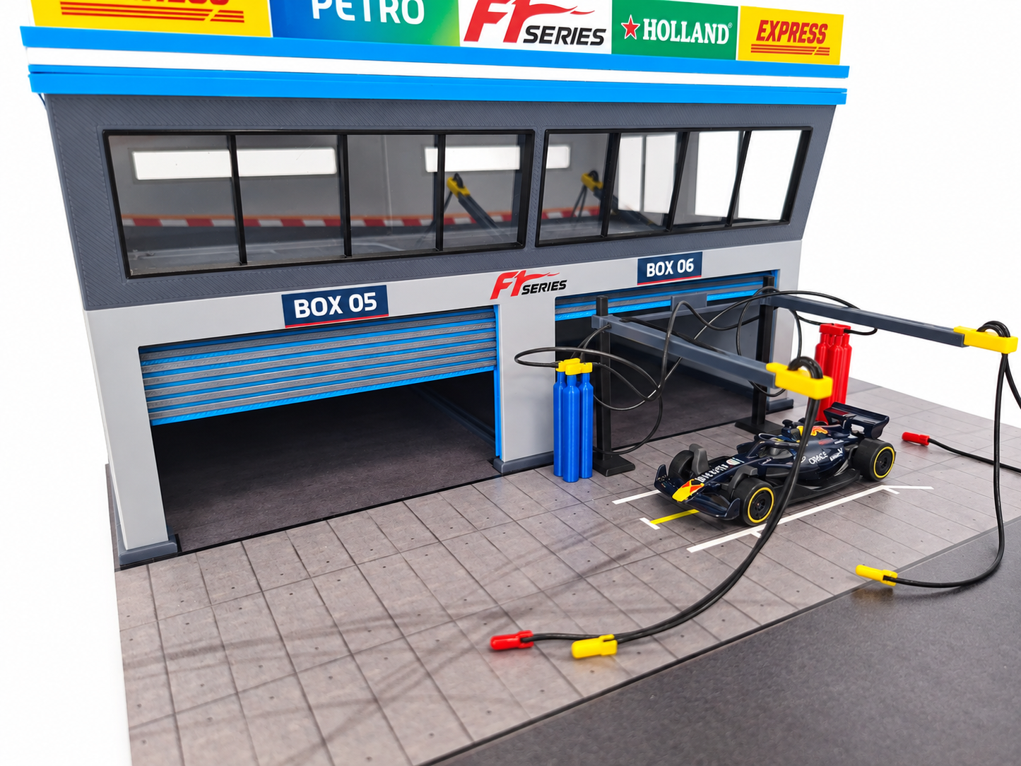 1:64 Scale Diorama City Pit Stop Garage Building Set – Model Car Racing Display
