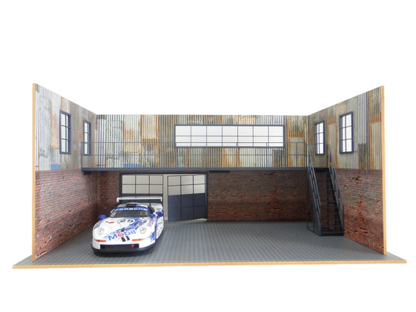 Two-Story Auto Garage 1:18 Scale – Diorama Kit – Model Car Display Scene