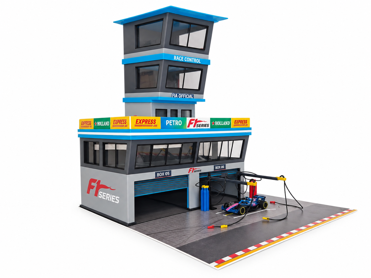 1:64 Scale Diorama City Pit Stop Garage Building Set – Model Car Racing Display