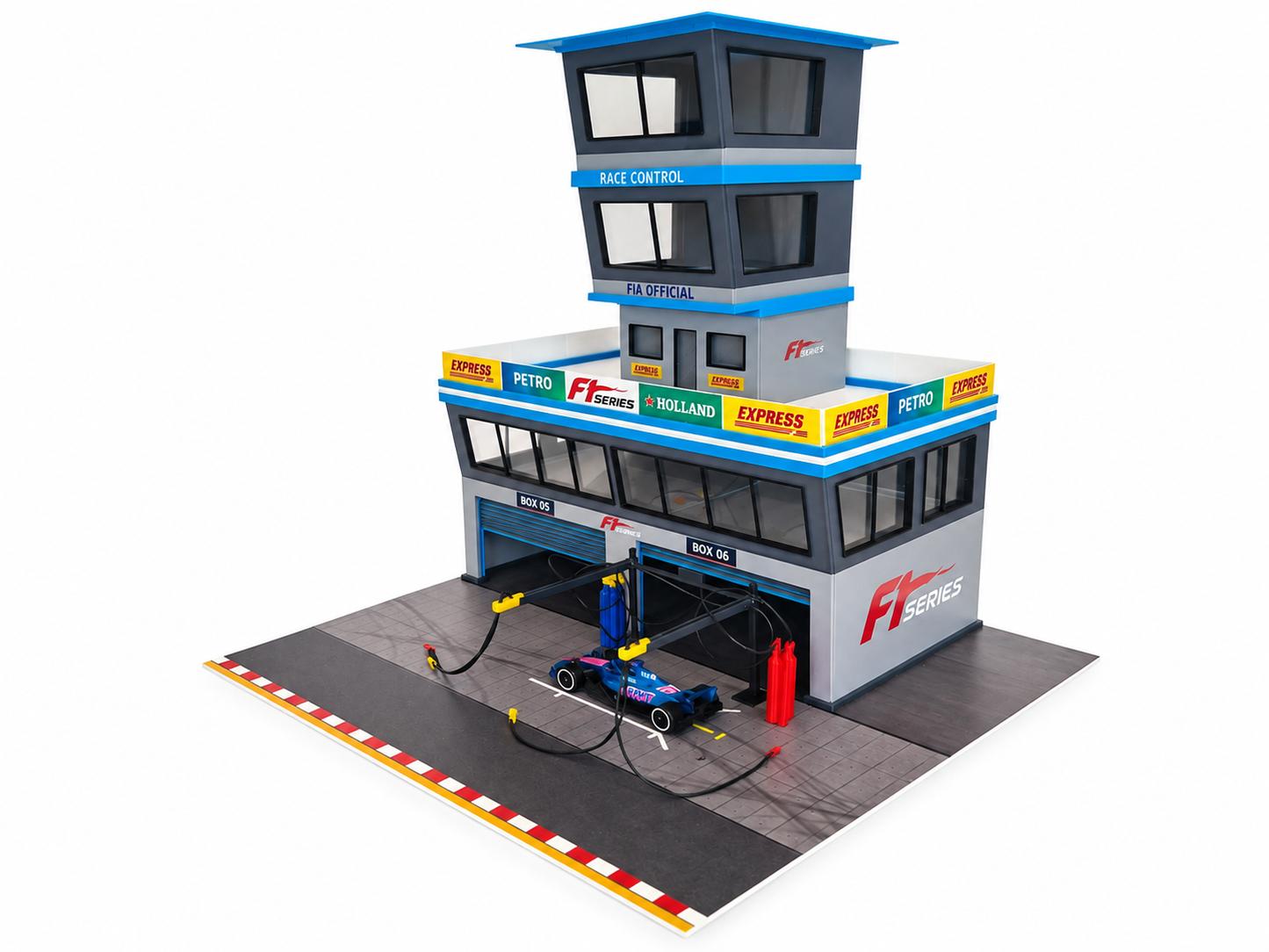 1:64 Scale Diorama City Pit Stop Garage Building Set – Model Car Racing Display
