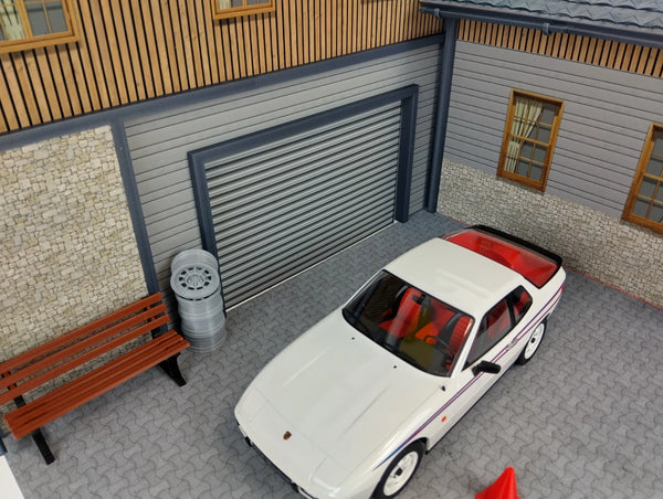 Realistic Model Car Auto Garage 1:18 Scale House Front Diorama Kit Display Scene