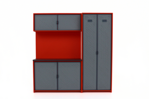 1:18 scale garage workshop cabinet set in orange and grey for model car displays