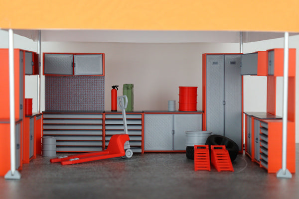 Collector’s garage furniture – 1:18 scale cabinets for model car display setups