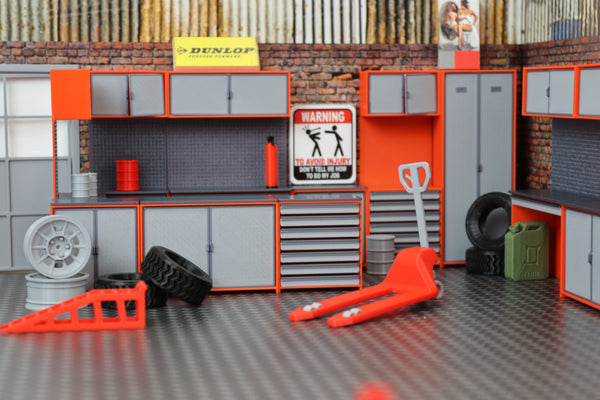 Tool storage cabinet set for 1:18 workshop diorama and diecast displays