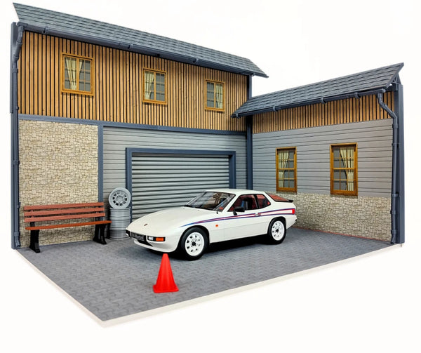 Realistic Model Car Auto Garage 1:18 Scale House Front Diorama Kit Display Scene