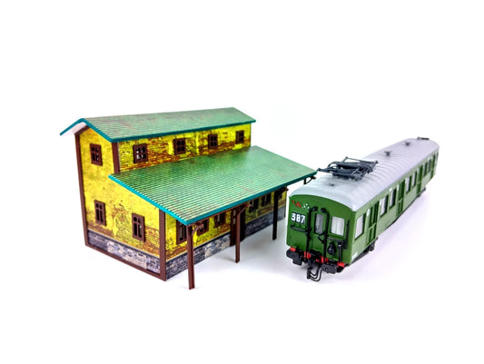 1:87 scale train station diorama model kit