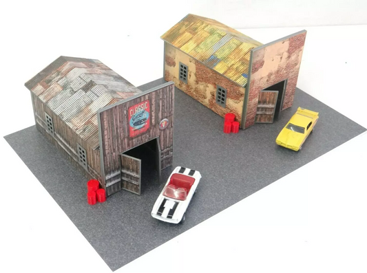 1:60–1:64 scale auto garage diorama model kit
