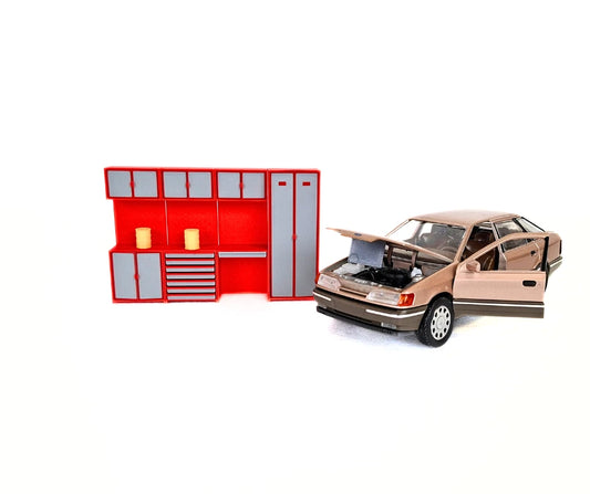 1:24 Scale Auto Garage Workshop Storage Set – Model Car Diorama Furniture
