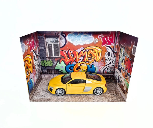 1/18 Scale Urban Graffiti Diorama Street Art Alley Scene Model Car Display 1/18