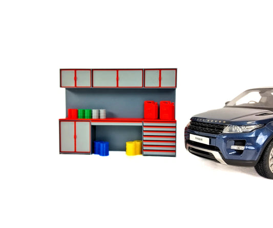 1:18 Scale Tool Cabinet with Accessories – Model Car Garage Diorama Equipment