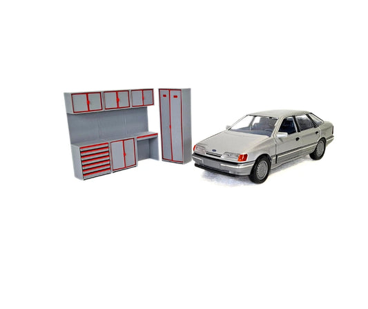 1:24 Scale Model Car Garage Furniture Set - Workshop Cabinets - Storage Units
