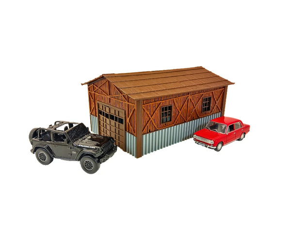 Country Barn Scale 1:43 Diorama Building Model - Miniature Car Display Decor