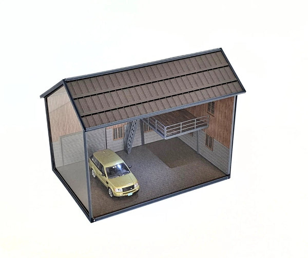 1:43 Scale Diorama Model Car Display Case – Warehouse / Auto Garage Scene