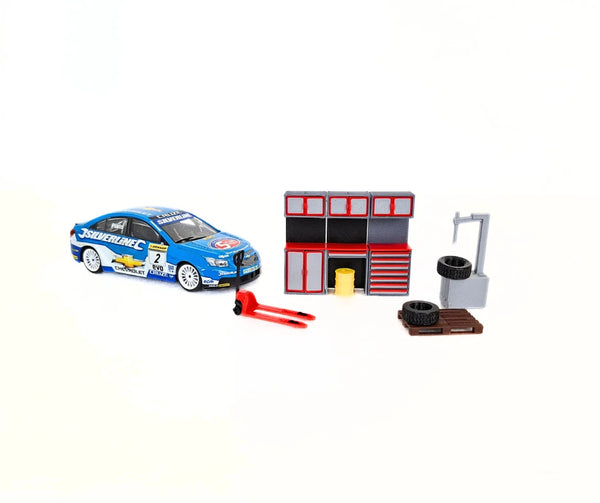 1:43 Scale Workshop Diorama Accessories Set Garage Interior with Tools Equipment
