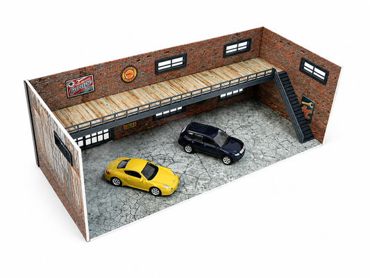 Two-floor brick garage Diorama model kit Scale 1:60 - 1:64