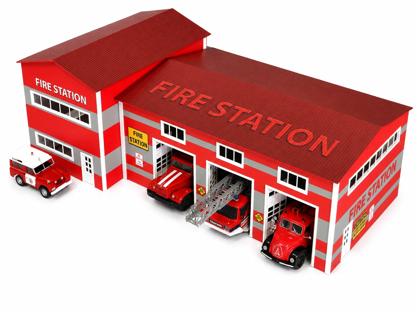 Scale 1:43 Fire station set Diorama model kit Display decoration Fire department miniature model