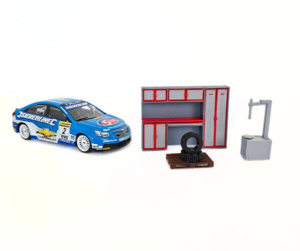 1:43 Scale Model Car Workshop Diorama Accessories - Garage Interior Furniture