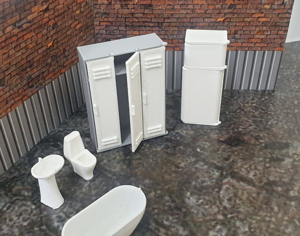 Restroom Scale Model Kit Diorama bathroom equipment. Scale 1:43. Domestic equipment. Diorama to ...