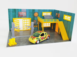 diorama garage miniature display scale 1/64