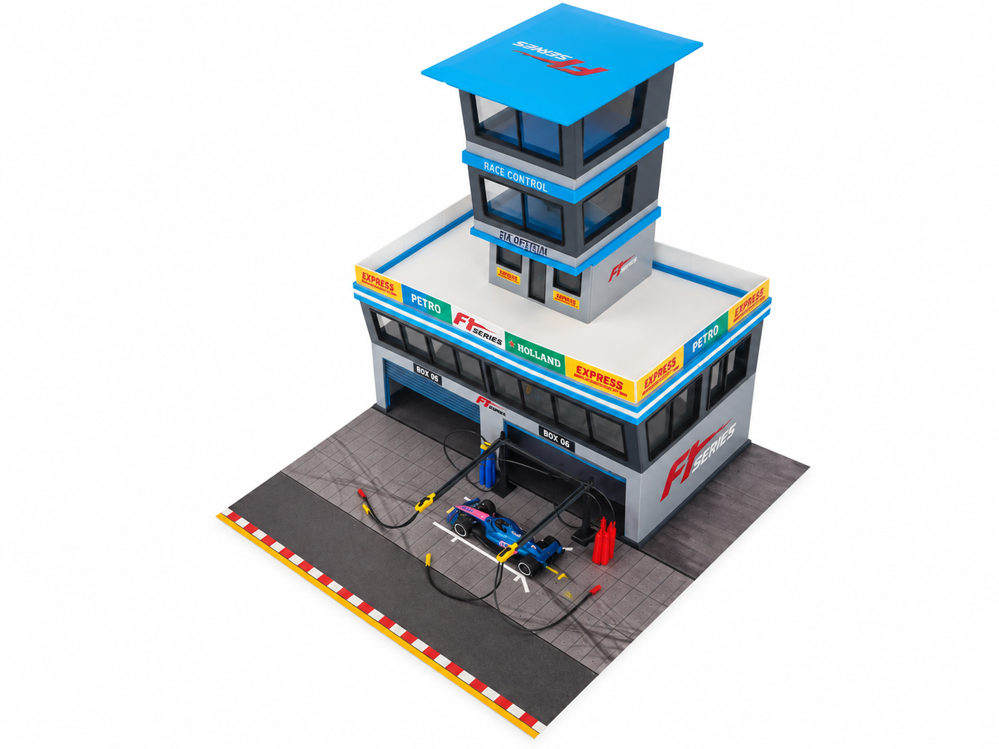 1:64 Scale Diorama City Pit Stop Garage Building Set – Model Car Racing Display