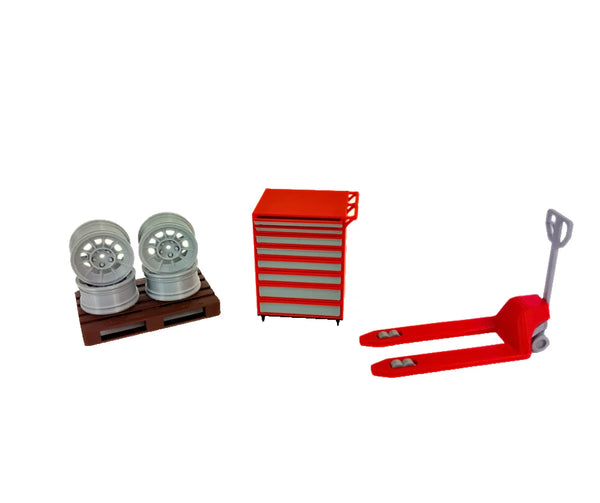 1:18 Scale Auto Service Equipment Set – Realistic Diorama Garage Accessories