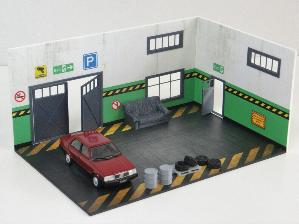 GARAGE 1/43 SCALE KIT DIORAMA WITH 3D ACCESORIES FRAME 