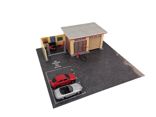 1:64 Scale Tire Service Garage Diorama Kit Auto Repair Shop Model Car Display