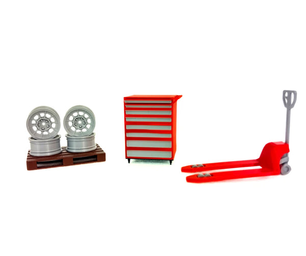 1:18 Scale Auto Service Equipment Set – Realistic Diorama Garage Accessories