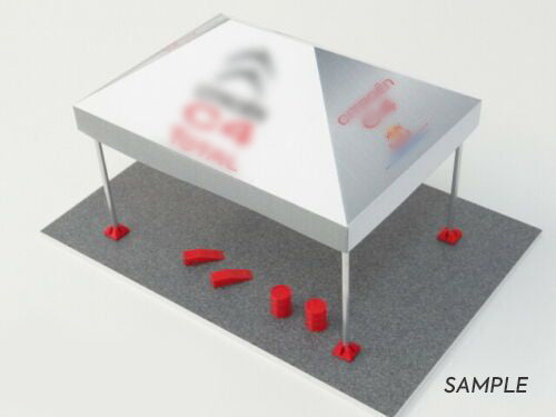 Sport Cars Double Tent with Parking Base Rally Tent Diorama Model Scale 1:43