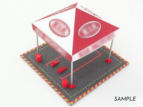 Rally Tent with Double Side Printed Parkign Base Diorama Model Kit Scale 1:43