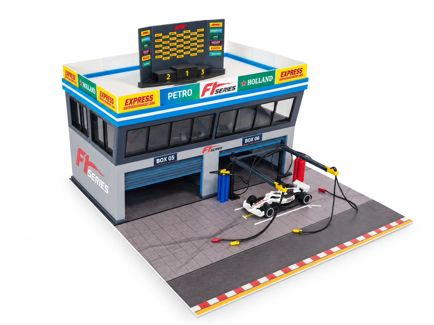 1:64 Scale Diorama City Pit Stop Garage Building Set – Model Car Racing Display