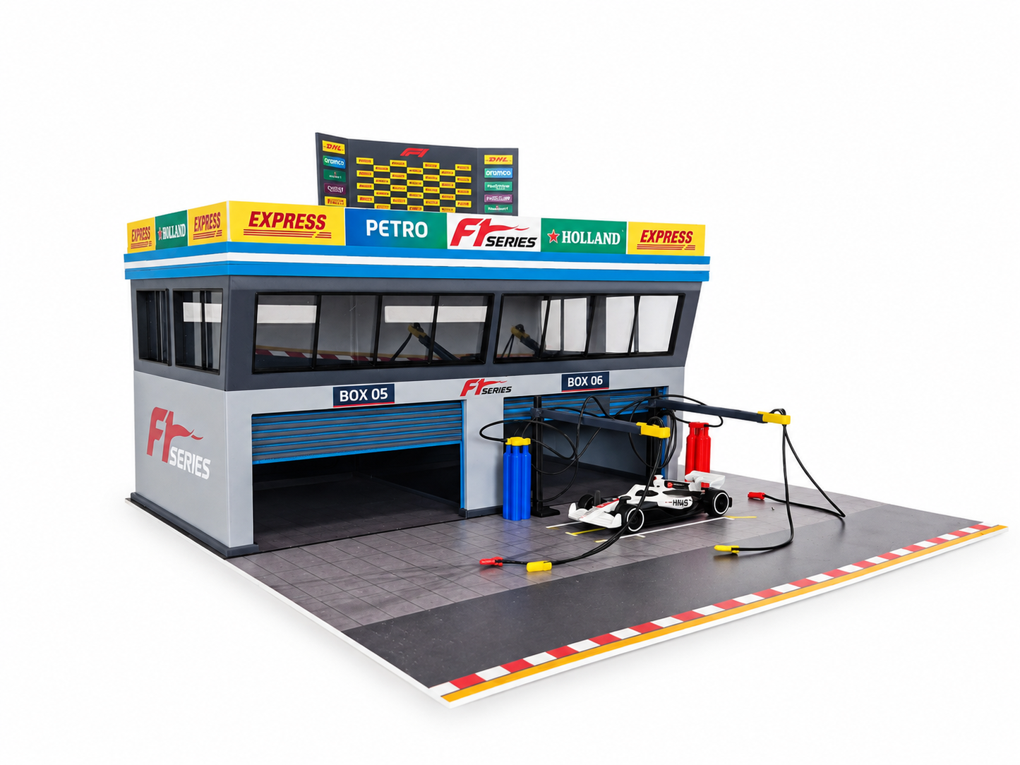 1:64 Scale Diorama City Pit Stop Garage Building Set – Model Car Racing Display