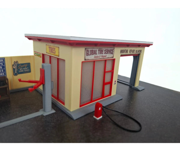1:64 Scale Tire Service Garage Diorama Kit Auto Repair Shop Model Car Display