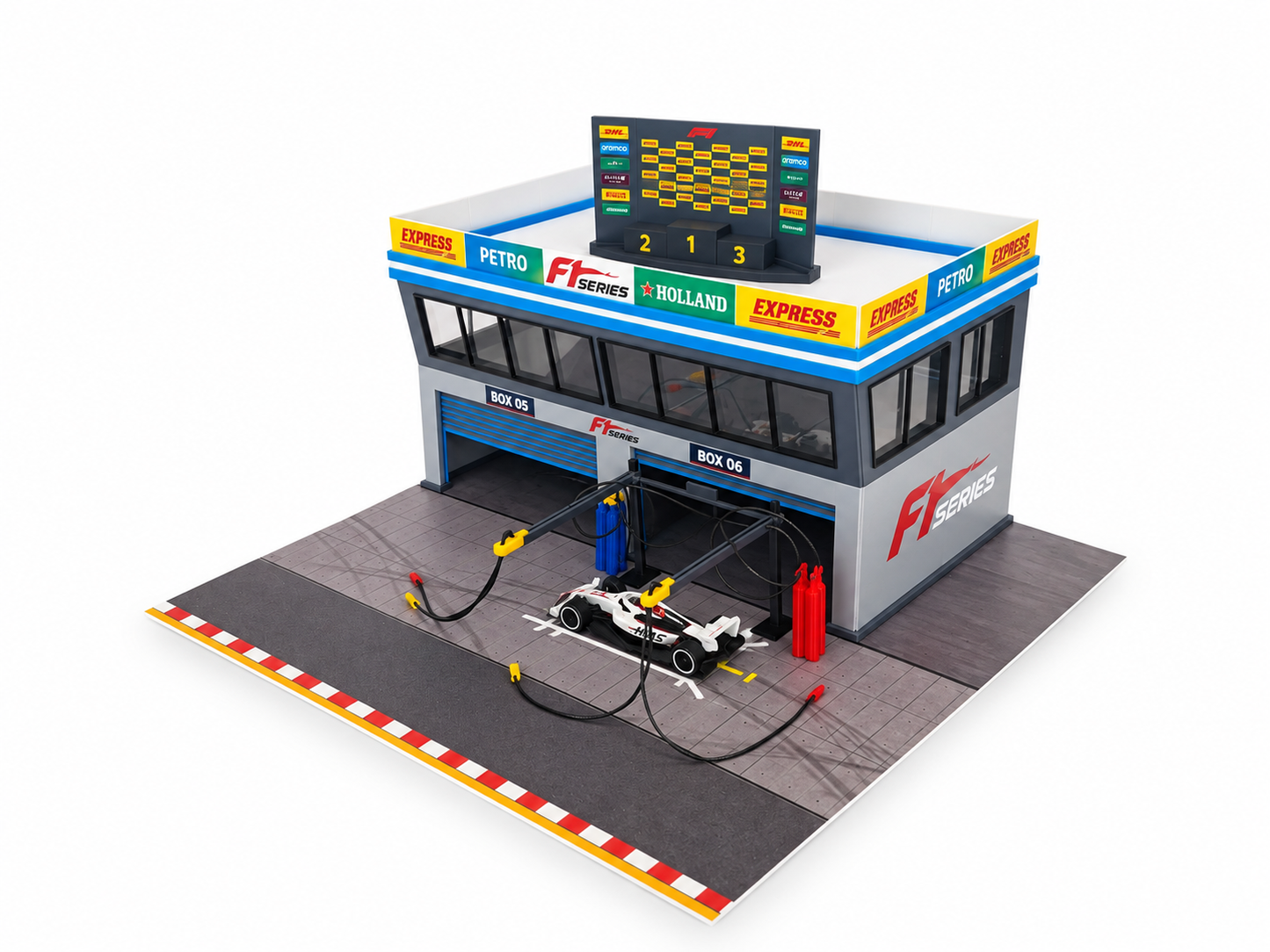1:64 Scale Diorama City Pit Stop Garage Building Set – Model Car Racing Display