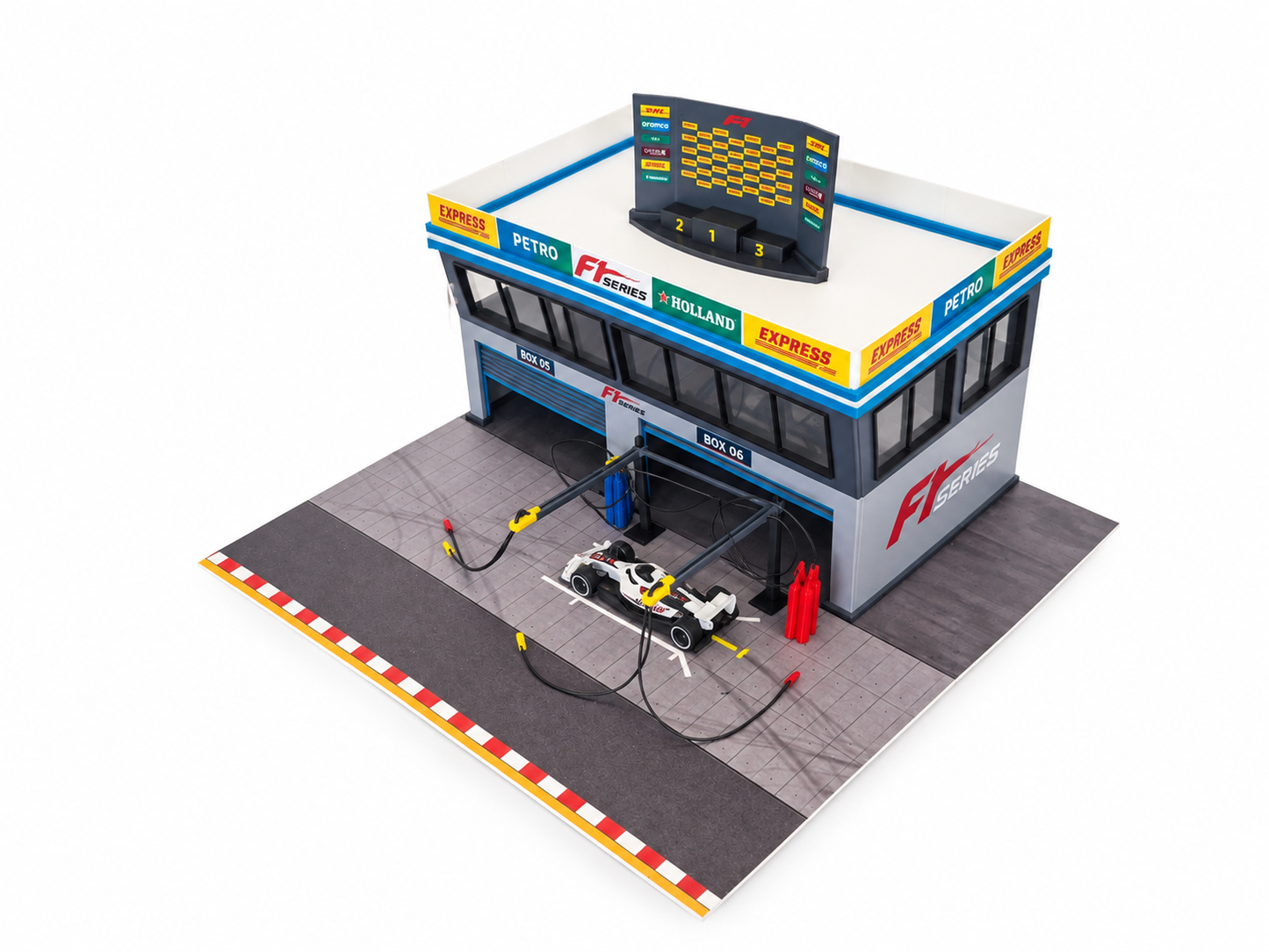1:64 Scale Diorama City Pit Stop Garage Building Set – Model Car Racing Display