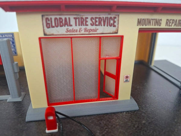 1:64 Scale Tire Service Garage Diorama Kit Auto Repair Shop Model Car Display