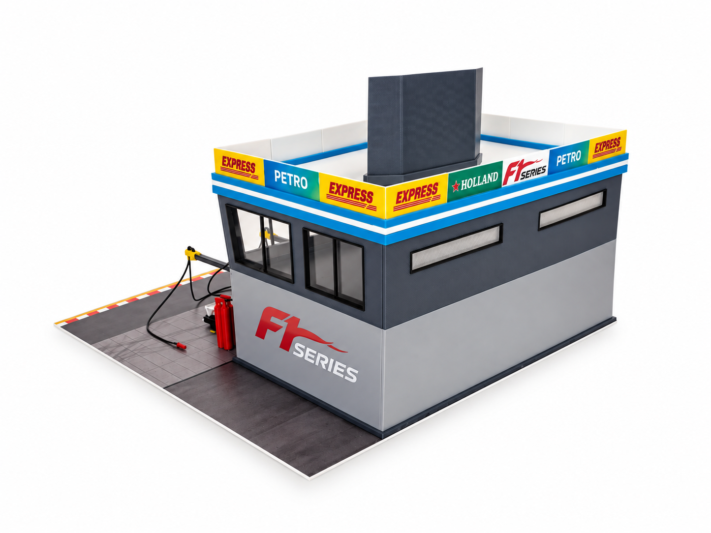 1:64 Scale Diorama City Pit Stop Garage Building Set – Model Car Racing Display