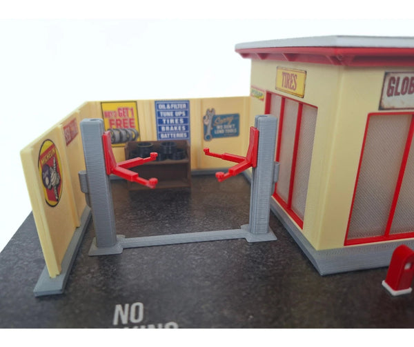 1:64 Scale Tire Service Garage Diorama Kit Auto Repair Shop Model Car Display