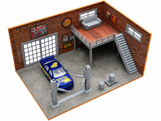 Two floor brick garage Diorama model kit Model car display Scale 1:60 - 1:64