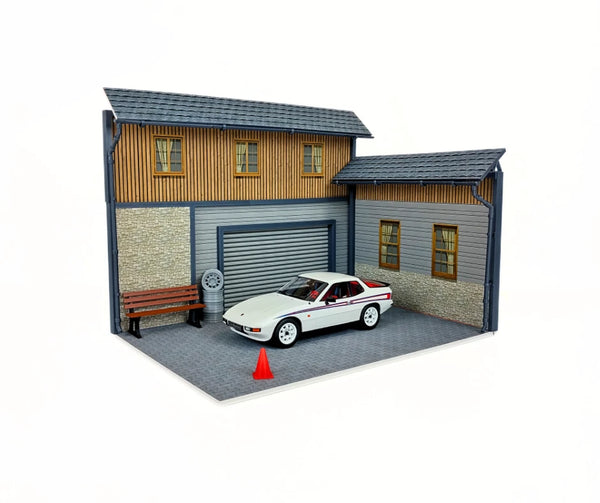 Realistic Model Car Auto Garage 1:18 Scale House Front Diorama Kit Display Scene