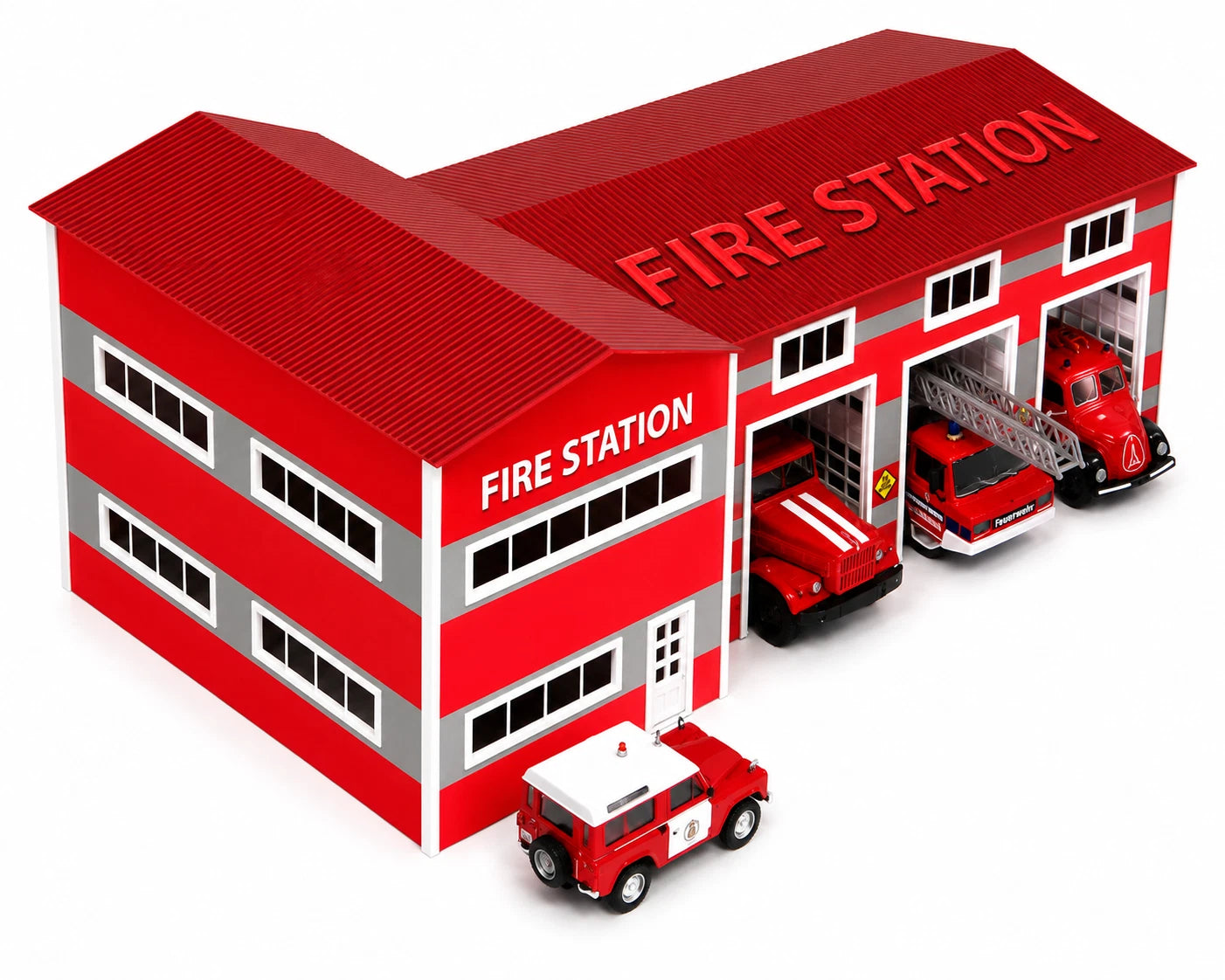 Scale 1:43 Fire station set Diorama model kit Display decoration Fire department miniature model