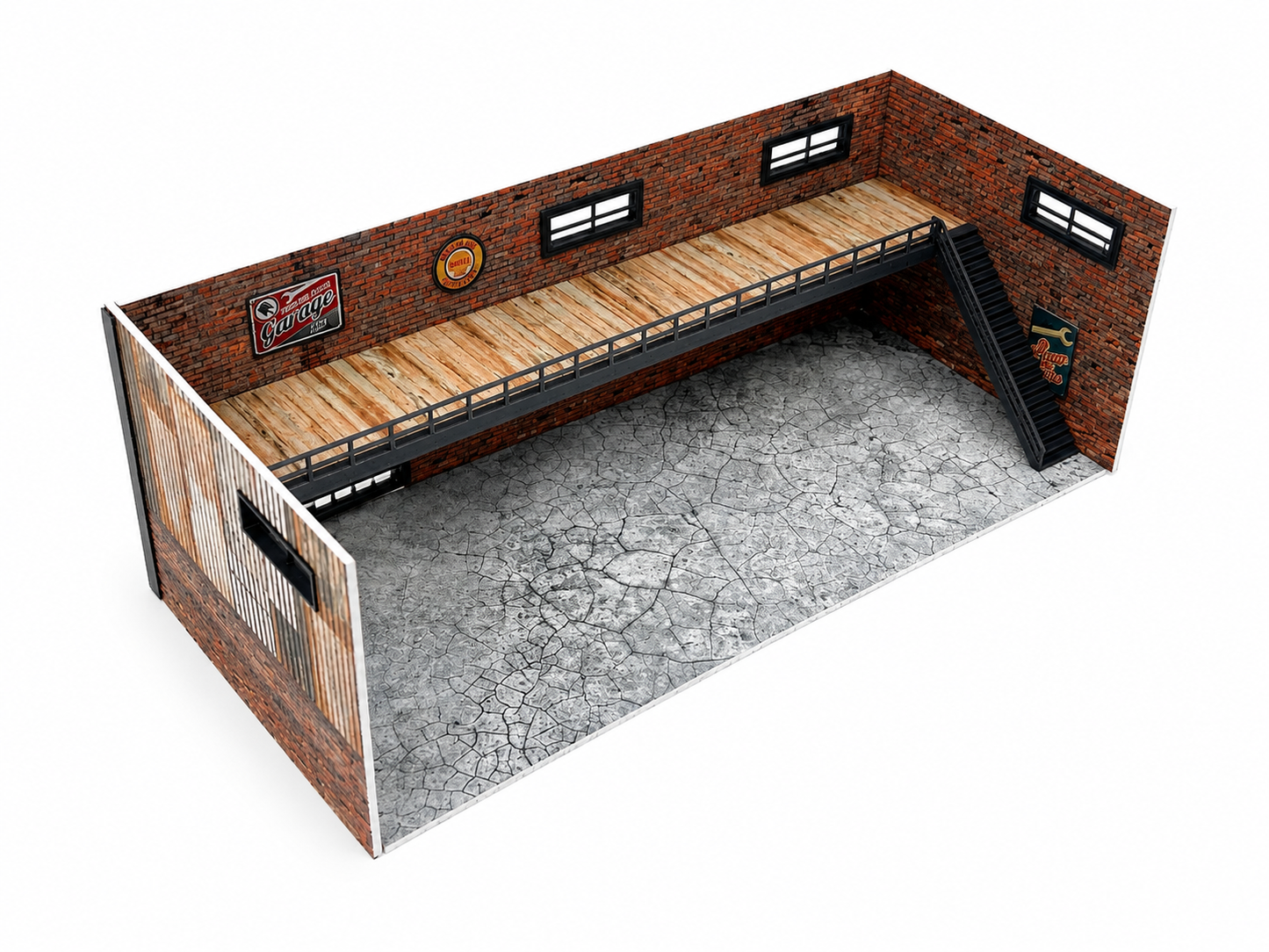 Two-floor brick garage Diorama model kit Scale 1:60 - 1:64