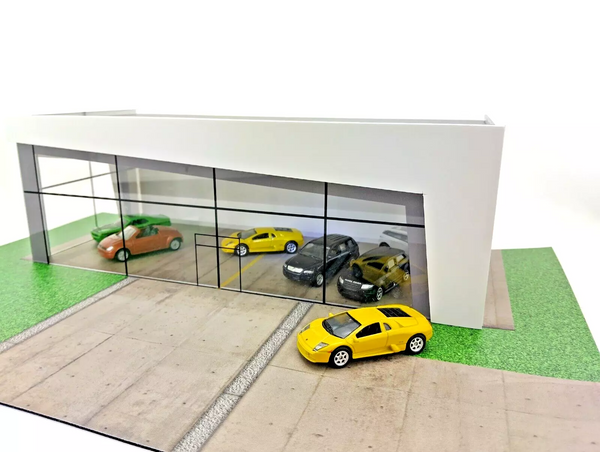 Luxury cars showroom with LED lights Scale 1:60-1:64 Diorama model kit