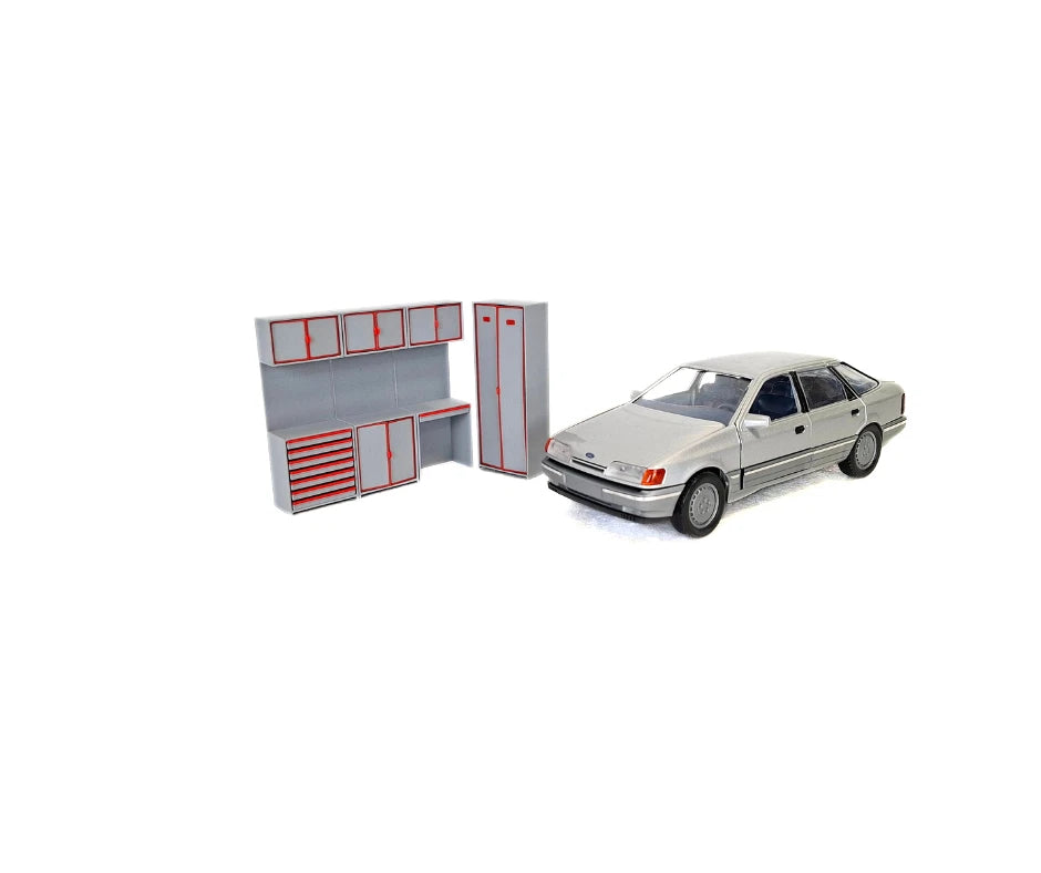 1:24 Scale Model Car Garage Furniture Set - Workshop Cabinets - Storage Units