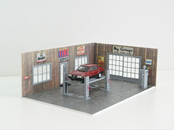Scale 1:43 Diorama wooden service garage Model car display Diorama model kit