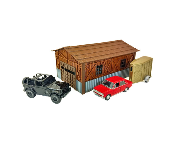 Country Barn Scale 1:43 Diorama Building Model - Miniature Car Display Decor