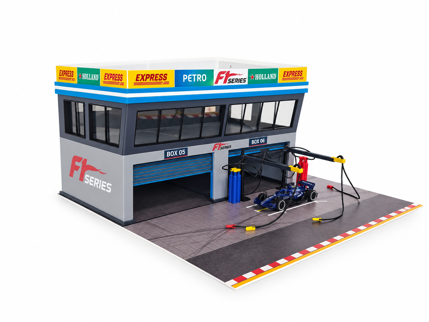 1:64 Scale Diorama City Pit Stop Garage Building Set – Model Car Racing Display