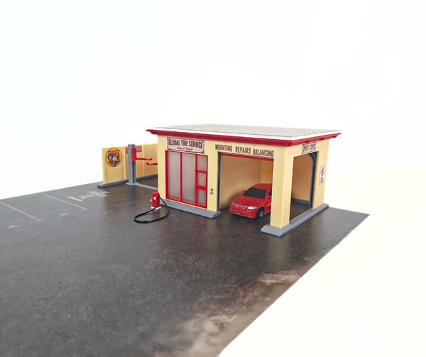 1:64 Scale Tire Service Garage Diorama Kit Auto Repair Shop Model Car Display
