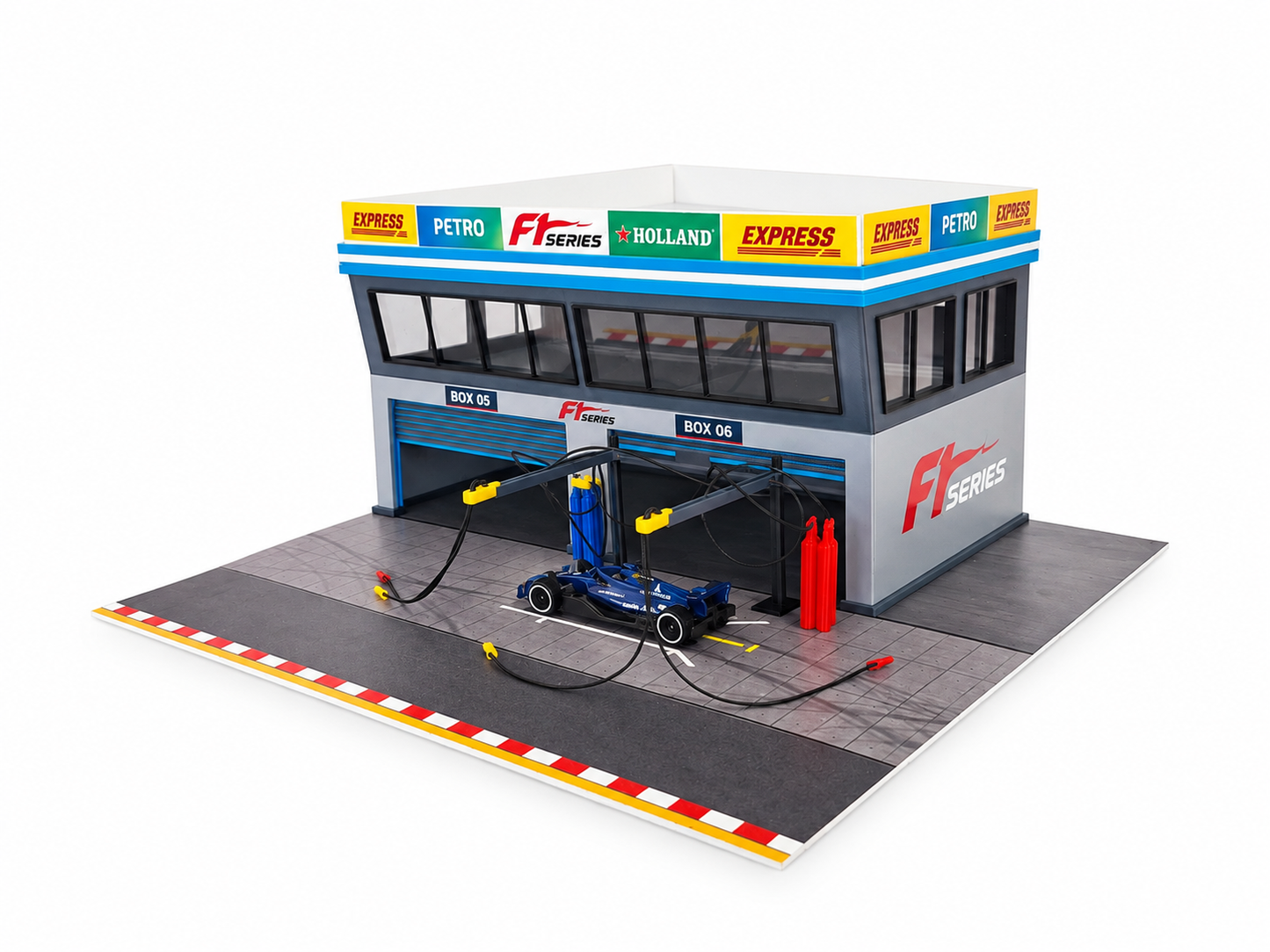 1:64 Scale Diorama City Pit Stop Garage Building Set – Model Car Racing Display